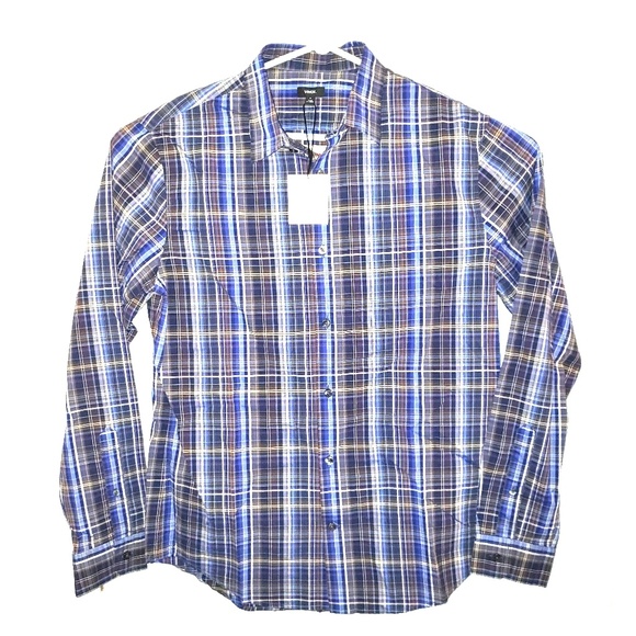 Mens Vince Button Up Plaid Shirt - Picture 1 of 5